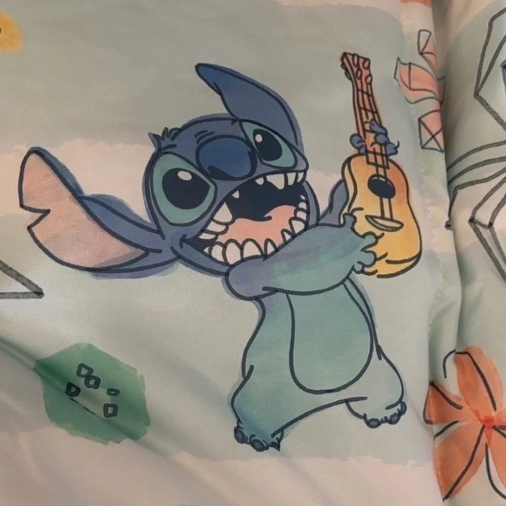 Disney Stitch Full Queen 3 Piece Comforter Tropical Funny Faces Big Kids NEW